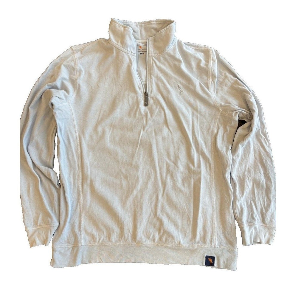 Margaritaville Sweater 1/4 Zip Pullover Mens M Ice Blue Jimmy Buffet Casual